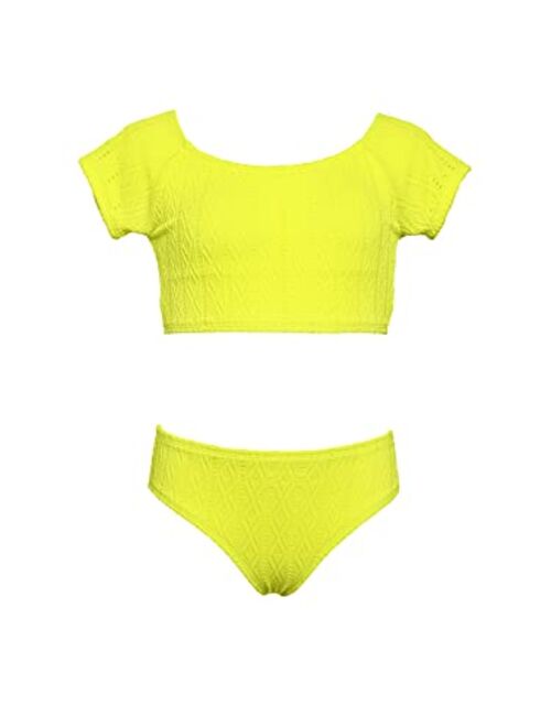 Hobie Kids Island Hopping Cap Sleeve Bralette and High-Waist Bottoms (Big Kids)