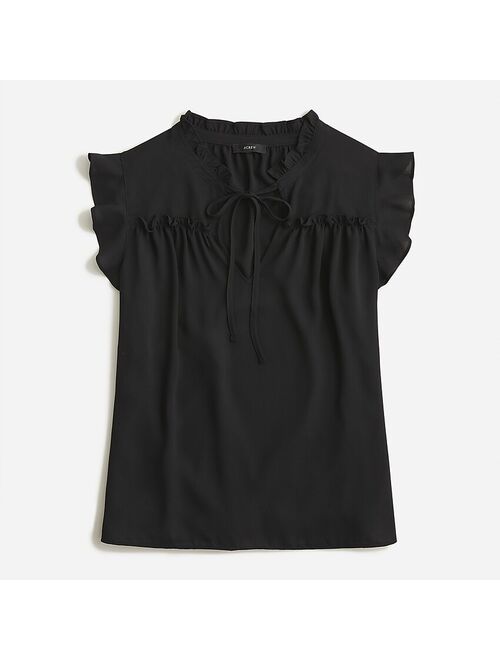 J.Crew Ruffle tie-neck top in leopard print