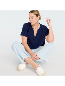 V-neck soft gauze popover