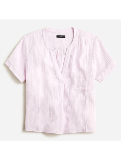 V-neck soft gauze popover