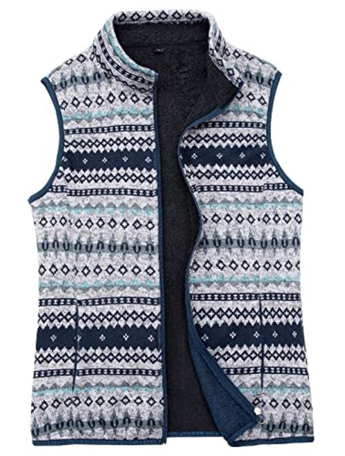 Bonnorth Women's Zip Up Sweater Fleece Vest, Sherpa Lined Windproof Warm Vest with Pocket