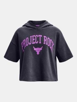 Girls' Project Rock Rival Fleece Script Short Sleeve Hoodie