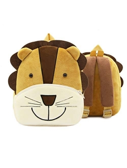 Ladyzone Toddler Backpack Zoo Animals Backpacks Cute Plush Bag Cartoon 10" Preschool Book Bag For 1-6 Years Girls Boys