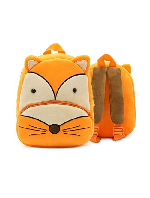 Ladyzone Toddler Backpack Zoo Animals Backpacks Cute Plush Bag Cartoon 10" Preschool Book Bag For 1-6 Years Girls Boys