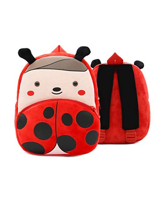 Ladyzone Toddler Backpack Zoo Animals Backpacks Cute Plush Bag Cartoon 10" Preschool Book Bag For 1-6 Years Girls Boys