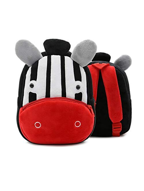 Ladyzone Toddler Backpack Zoo Animals Backpacks Cute Plush Bag Cartoon 10" Preschool Book Bag For 1-6 Years Girls Boys