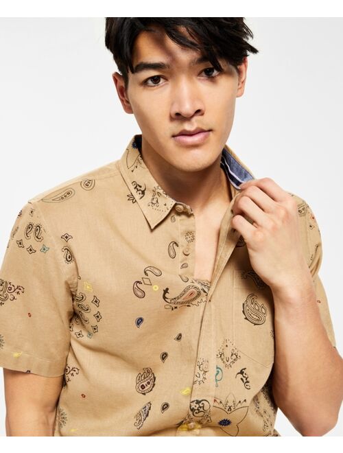 Sun + Stone Men's Abstract Bandana Paisley Print Short-Sleeve Button-Up Shirt, Created for Macy's