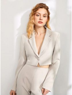 Single Button Crop Blazer