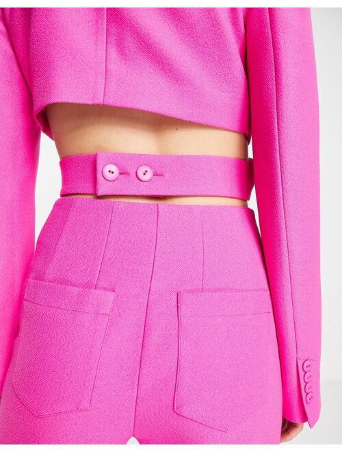 Topshop wrapped crop blazer in bright pink