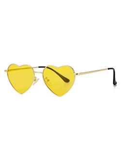 Gleyemor Polarized Heart Shaped Sunglasses for Women Metal Frame Cute Lovely Glasses 100% UV Protection