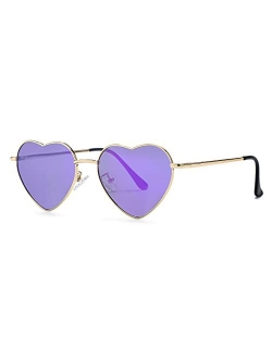 Gleyemor Polarized Heart Shaped Sunglasses for Women Metal Frame Cute Lovely Glasses 100% UV Protection