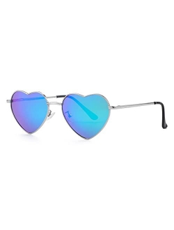 Gleyemor Polarized Heart Shaped Sunglasses for Women Metal Frame Cute Lovely Glasses 100% UV Protection