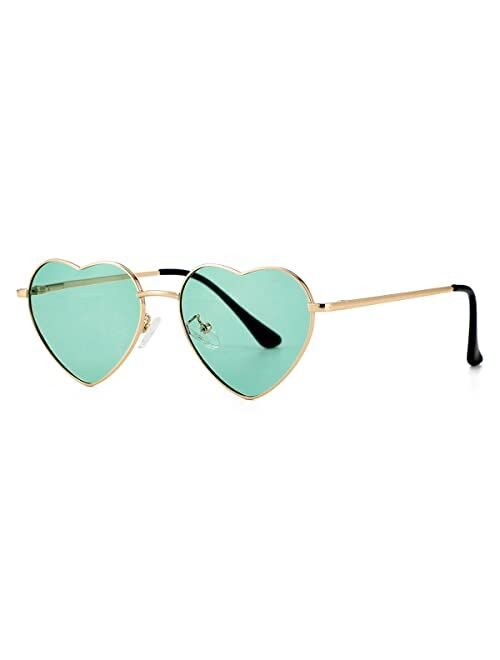 Gleyemor Polarized Heart Shaped Sunglasses for Women Metal Frame Cute Lovely Glasses 100% UV Protection