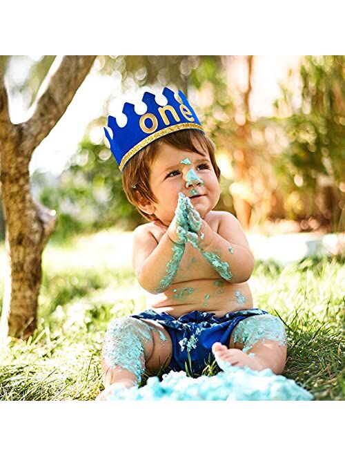 Nuolich Baby Boy First 1st Birthday Cake Smash Outfit Boys One Birthday Crown Bloomers Pants Bow Tie Suspenders Set