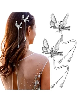 CROWN GUIDE 2 PCS Moving Butterfly Hair Clips for Thin Hair Women Mini Butterfly Clips for Hair 90s Tassel Small Butterflies Hair Barrettes for Thick Hair Cute Hair Pins 