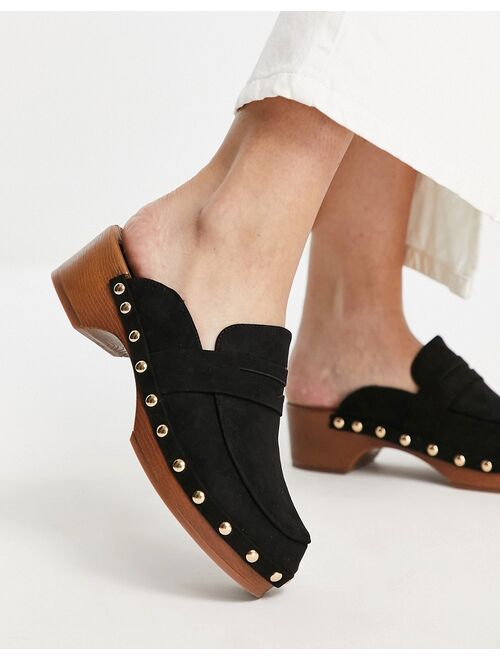 ASOS DESIGN Marleigh clog flat mules in black