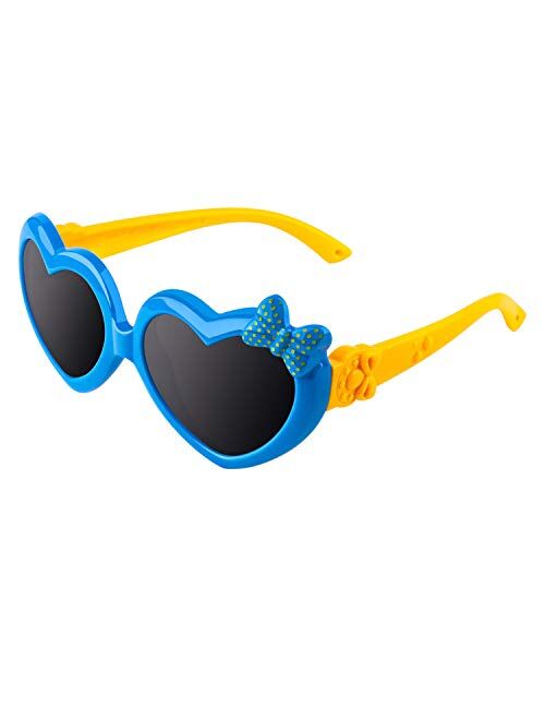 CGID Soft Rubber Kids Cute Heart Polarized Sunglasses UV400 for Children Age 3-10, K78