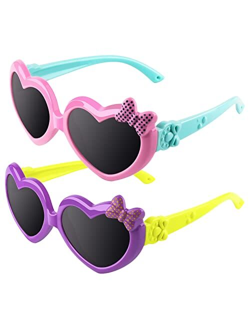 CGID Soft Rubber Kids Cute Heart Polarized Sunglasses UV400 for Children Age 3-10, K78