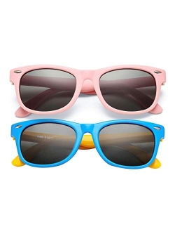 COASION Kids Polarized Sunglasses TPEE Rubber Flexible Shades for Girls Boys Age 3-9