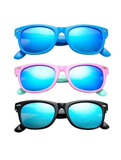 COASION Kids Polarized Sunglasses TPEE Rubber Flexible Shades for Girls Boys Age 3-9