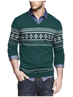 Men Casual V Neck Sweater Ribbed Knit Slim Fit Long Sleeve Pullover Top