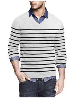 Men Casual V Neck Sweater Ribbed Knit Slim Fit Long Sleeve Pullover Top