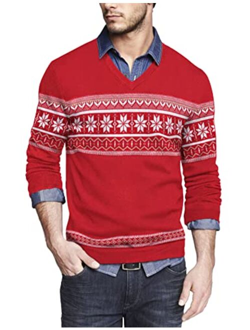 COOFANDY Men Casual V Neck Sweater Ribbed Knit Slim Fit Long Sleeve Pullover Top