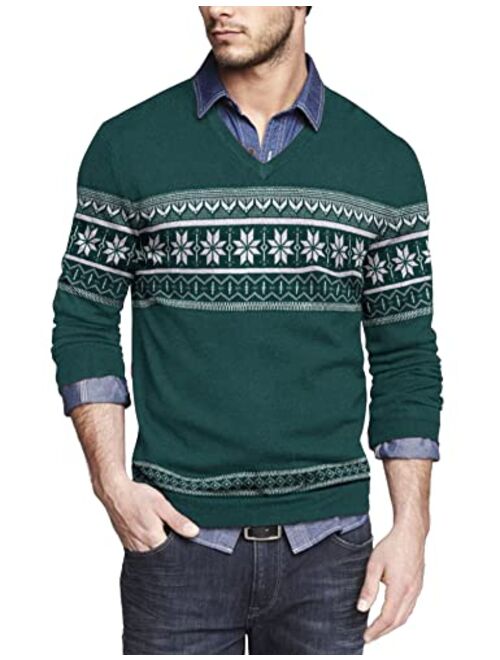 COOFANDY Men Casual V Neck Sweater Ribbed Knit Slim Fit Long Sleeve Pullover Top