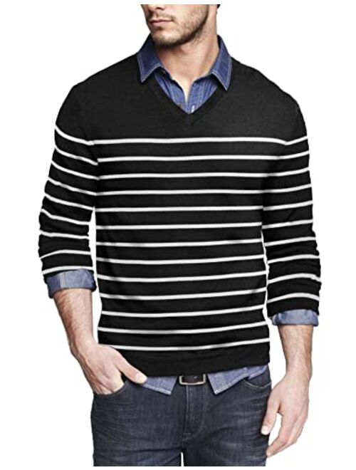 COOFANDY Men Casual V Neck Sweater Ribbed Knit Slim Fit Long Sleeve Pullover Top