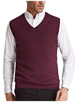 PAUL JONES Mens V-Neck Knitting Vest Classic Sleeveless Pullover Sweater Vest