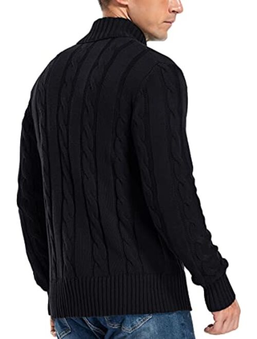 Aimeilgot Mens Fashion Casual Slim Fit Button Down Cable Knitted Stand Collar Cardigan Sweater