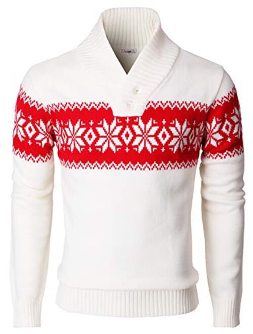 H2H Mens Slim Fit Casual Christmas Sweater Knitted Xmas Knitwear