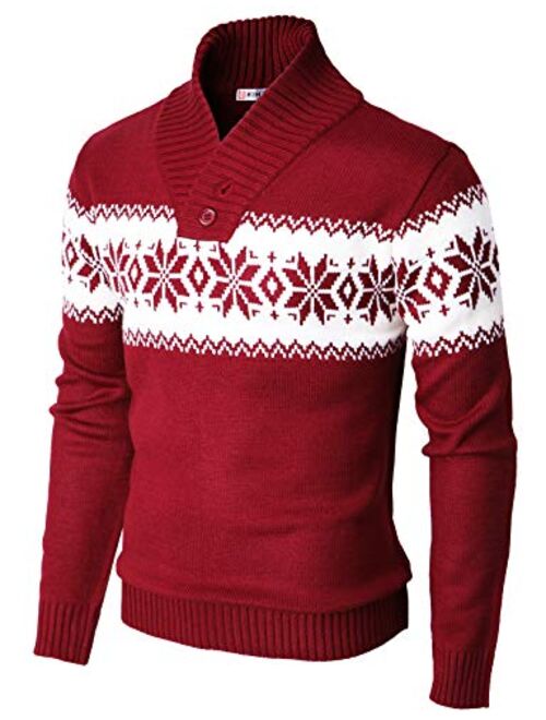 H2H Mens Slim Fit Casual Christmas Sweater Knitted Xmas Knitwear