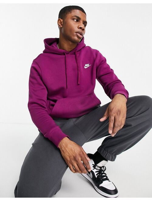 Buy Nike Club Fleece hoodie in sangria purple online | Topofstyle