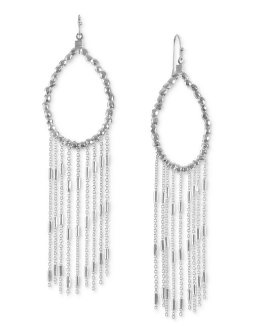 STYLE & CO Silver-Tone Beaded Pear-Shape & Fringe Statement Earrings, Created for Macy's