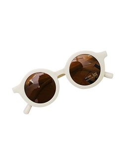 Msdmsasd Kids Baby Vintage Round Shaped Sunglasses Retro Solid Color Anti-UV Eye Protection Sunglasses for Little Boys & Girls