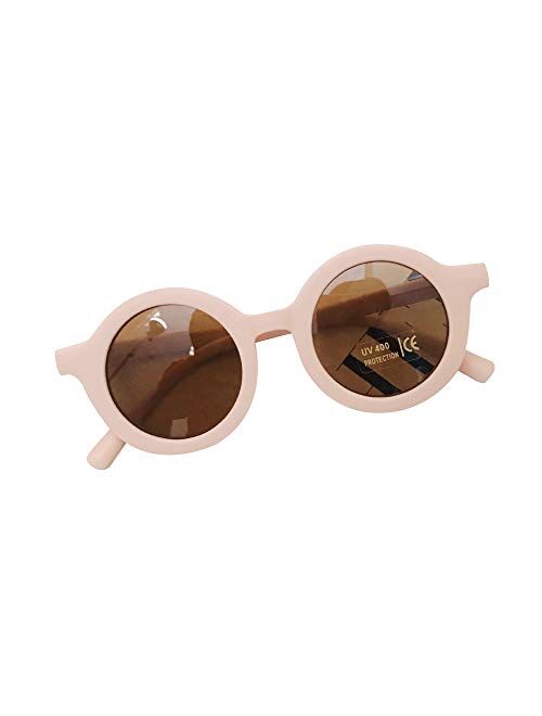 Msdmsasd Kids Baby Vintage Round Shaped Sunglasses Retro Solid Color Anti-UV Eye Protection Sunglasses for Little Boys & Girls