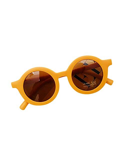 Msdmsasd Kids Baby Vintage Round Shaped Sunglasses Retro Solid Color Anti-UV Eye Protection Sunglasses for Little Boys & Girls