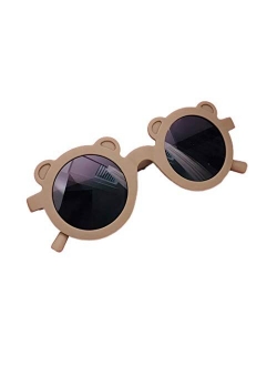 RSRZRCJ Kids Sunglasses Round Cartoon Bear Shape Anti-UV Eyewear Glasses Photography Outdoor Beach Sunglasses for Girls Boys