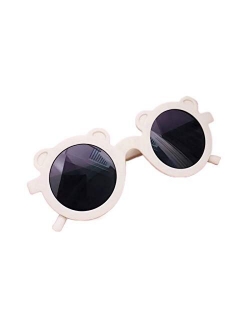 RSRZRCJ Kids Sunglasses Round Cartoon Bear Shape Anti-UV Eyewear Glasses Photography Outdoor Beach Sunglasses for Girls Boys