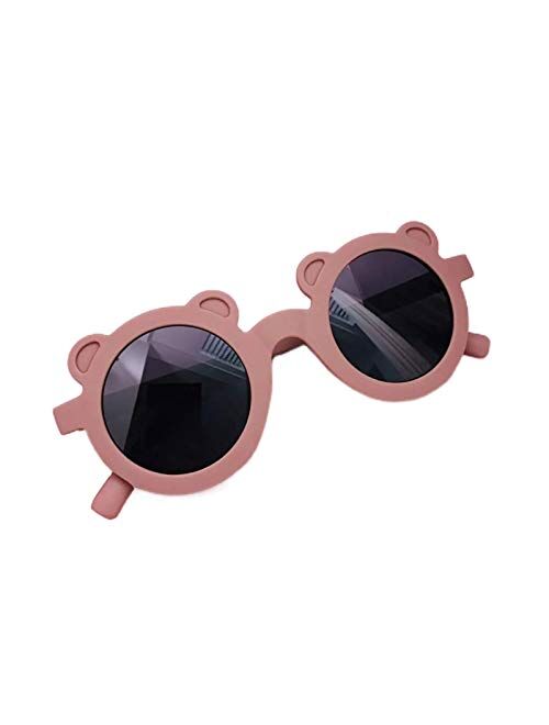 RSRZRCJ Kids Sunglasses Round Cartoon Bear Shape Anti-UV Eyewear Glasses Photography Outdoor Beach Sunglasses for Girls Boys