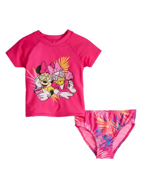 Toddler Girl Disney Minnie Mouse & Daisy Duck Rashguard & Bikini Bottoms Swimsuit Set by Jumping Beans