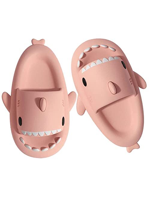 Aconhop Shark Slides for Women Men Cute Open Toe Cloud Slippers Novelty Soft Cushioned Pillow Slide Sandals Summer Casual Shower Beach Shoes