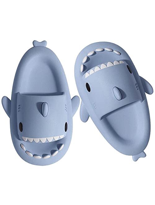 Aconhop Shark Slides for Women Men Cute Open Toe Cloud Slippers Novelty Soft Cushioned Pillow Slide Sandals Summer Casual Shower Beach Shoes