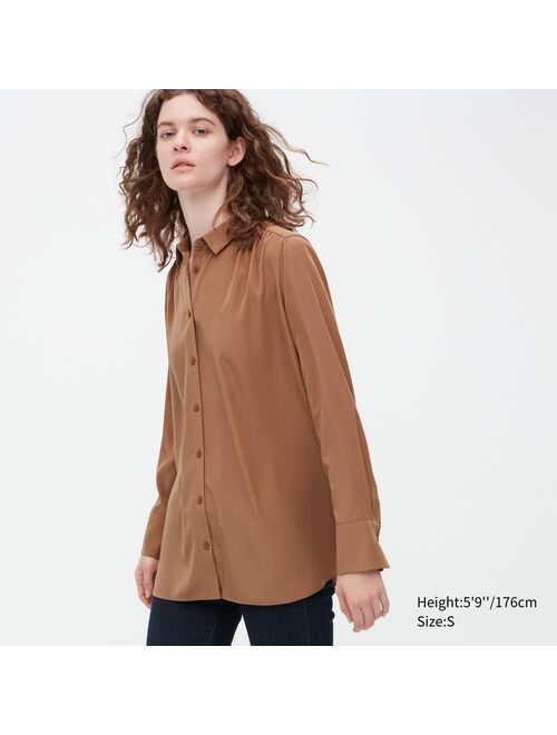 Uniqlo Shiny Long-Sleeve Blouse