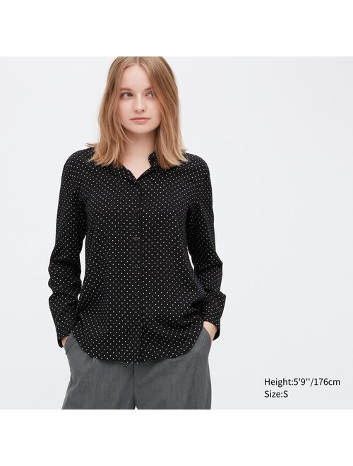 Uniqlo Rayon Printed Long-Sleeve Blouse