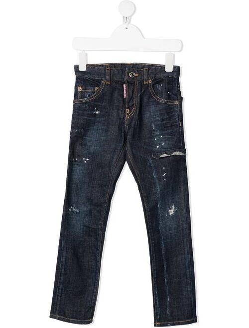 Buy Dsquared2 Kids ripped paint splatter jeans online | Topofstyle