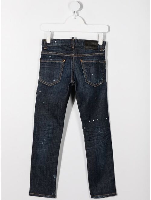 Buy Dsquared2 Kids ripped paint splatter jeans online | Topofstyle