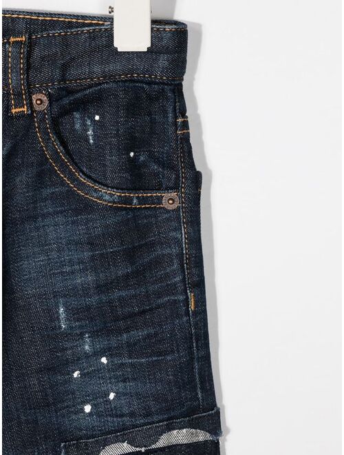 Buy Dsquared2 Kids ripped paint splatter jeans online | Topofstyle