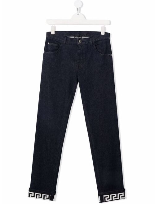 Versace Kids Greca slim-cut jeans